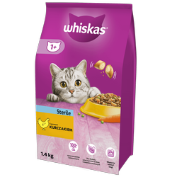 WHISKAS Sterile 1,4 kg - sucha karma pełnoporcjowa dla dorosłych kotów po zabiegu kastracji, z pysznym kurczakiem