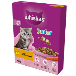 WHISKAS Junior 300 g - sucha karma pełnoporcjowa dla kociąt, z pysznym kurczakiem