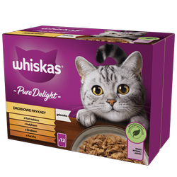 WHISKAS Adult saszetka 12 x 85 g Drobiowe Frykasy - mokra karma pełnoporcjowa dla dorosłych kotów, w galaretce (kawałki z: kurczakiem, indykiem, drobiem, kaczką)