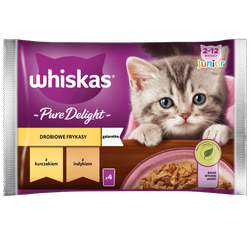 Whiskas Junior Drobiowe Frykasy w galaretce 4x 85g (kawałki z: kurczakiem, indykiem)
