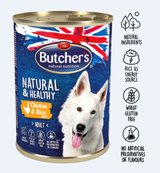Butcher's Natural&Healthy Dog z kurczakiem i ryżem pasztet 390g