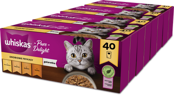 WHISKAS Adult saszetka 4x40x85g Drobiowe Frykasy - mokra karma pełnoporcjowa dla dorosłych kotów, w galaretce (kawałki z: kurczakiem, indykiem, drobiem, kaczką)