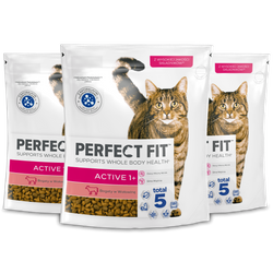 Perfect Fit™ Active (1+) 3x750g – sucha karma pełnoporcjowa dla dorosłych kotów, bogata w wołowinę