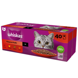 WHISKAS Adult saszetka 40 x 85 g Klasyczne Posiłki - mokra karma pełnoporcjowa dla dorosłych kotów, w sosie (kawałki z: wołowiną, kurczakiem, jagnięciną, drobiem)