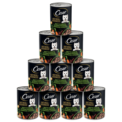 CESAR puszka 12x400g - mokra karma pełnoporcjowa dla dorosłych psów bogata w jagnięcinę, przybrana marchewką, ziemniakami i szpinakiem