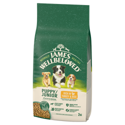 James Wellbeloved Junior 2 kg – sucha karma pełnoporcjowa dla szczeniąt <14 miesięcy, bogata w indyka i ryż