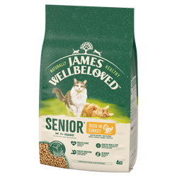 James Wellbeloved Senior 4 kg – sucha karma pełnoporcjowa dla starszych kotów >7 lat, bogata w indyka