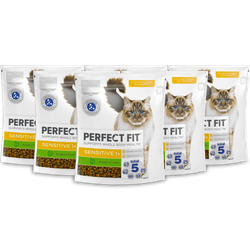 Perfect Fit™ Sensitive (1+) 6x750 g – sucha karma pełnoporcjowa dla dorosłych kotów, bogata w indyka