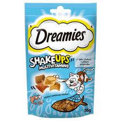 Dreamies Shake Ups Multivitamins łosoś tuńczyk kreweteka 55g