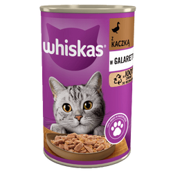 WHISKAS Adult puszka 400 g - mokra karma pełnoporcjowa dla dorosłych kotów, kawałki z kaczką w galaretce