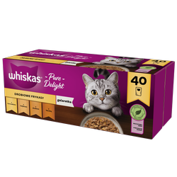 WHISKAS Adult saszetka 40 x 85 g Drobiowe Frykasy - mokra karma pełnoporcjowa dla dorosłych kotów, w galaretce (kawałki z: kurczakiem, indykiem, drobiem, kaczką)