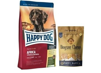 Happy Dog Supreme Africa 12,5kg + Dogsee Chew PUFFY BARS 70g