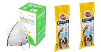 Półmaska z filtrem FFP2 z grafenem, Certyfikowana + 12 x PEDIGREE Przysmak dentystyczny średnie rasy Dentastix 77 g