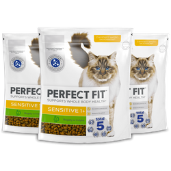 Perfect Fit™ Sensitive (1+) 3x750 g – sucha karma pełnoporcjowa dla dorosłych kotów, bogata w indyka