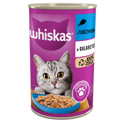 WHISKAS Adult puszka 400 g - mokra karma pełnoporcjowa dla dorosłych kotów, kawałki z tuńczykiem w galaretce