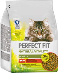 Perfect Fit™ Natural Vitality – sucha karma pełnoporcjowa dla dorosłych kotów, z wołowiną i kurczakiem – 2,4kg
