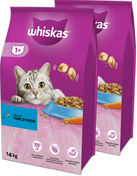 WHISKAS Adult 2x14 kg - sucha karma pełnoporcjowa dla dorosłych kotów, z pysznym tuńczykiem